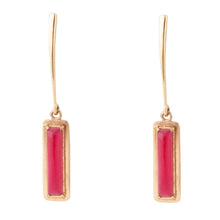 Load image into Gallery viewer, Alpine Red Bordeaux Quartz and Golden Bronze Drop Earrings