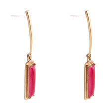 Load image into Gallery viewer, Alpine Red Bordeaux Quartz and Golden Bronze Drop Earrings