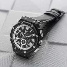 Load image into Gallery viewer, AM1030LB - AMBASSADOR BLACK / SILVER / LEATHER BAND WATCH
