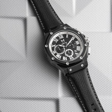 Load image into Gallery viewer, AM1030LB - AMBASSADOR BLACK / SILVER / LEATHER BAND WATCH
