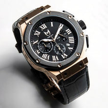 Load image into Gallery viewer, AM139CB - AMBASSADOR ROSE GOLD / BLACK / CROC STYLE BAND
