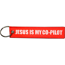 Load image into Gallery viewer, EL11-021 Jesus is my Co-Pilot Amen CREW Keychain or Luggage Tag or zipper pull Fish Spirit
