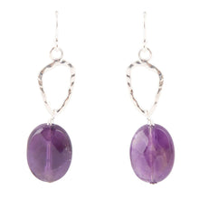 Load image into Gallery viewer, Amethyst and Sterling Silver Drop Earrings