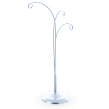 Load image into Gallery viewer, 3-Arm Botanical Style Silver Metal Ornament Display Stand 12 Inches (Poland)