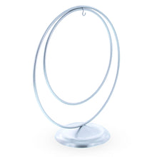 Load image into Gallery viewer, Contemporary Double Circle Silver Metal Ornament Display Stand 8.2 Inches (Poland)