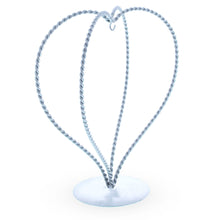 Load image into Gallery viewer, Double Wire Heart Twisted Silver Metal Ornament Display Stand 7.8 Inches (Poland)