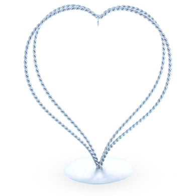 Double Wire Heart Twisted Silver Metal Ornament Display Stand 7.8 Inches (Poland)