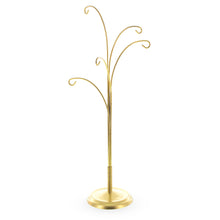 Load image into Gallery viewer, 5-Arm Scroll Tree Branches Gold Metal Ornament Display Stand 14.5 Inches (Poland)