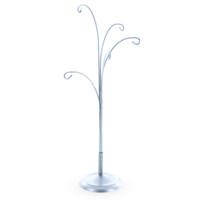 5-Arm Scroll Tree Branches Silver Metal Ornament Display Stand 14.5 Inches (Poland)