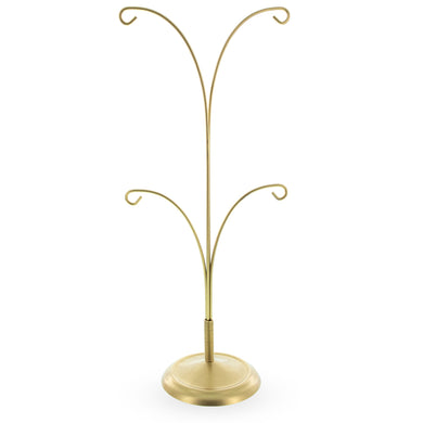 4-Arm Tree Branch Gold Metal Ornament Display Stand 12 Inches (Poland)