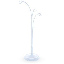 Load image into Gallery viewer, 3-Arm Botanical Style White Painted Metal Ornament Display Stand 12 Inches (Poland)