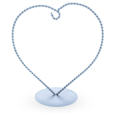 Heart-Shaped Twisted Silver Metal Ornament Display Stand 6.2 Inches (Poland)