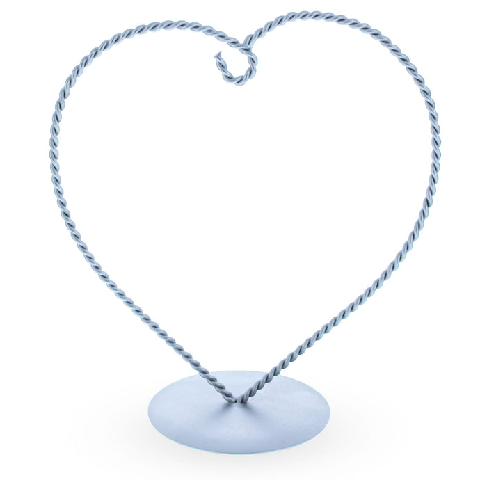 Heart-Shaped Twisted Silver Metal Ornament Display Stand 6.2 Inches (Poland)