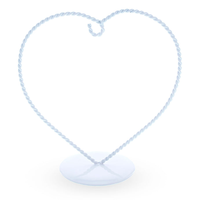 Heart-Shaped Twisted White Painted Metal Ornament Display Stand 6.2 Inches (Poland)