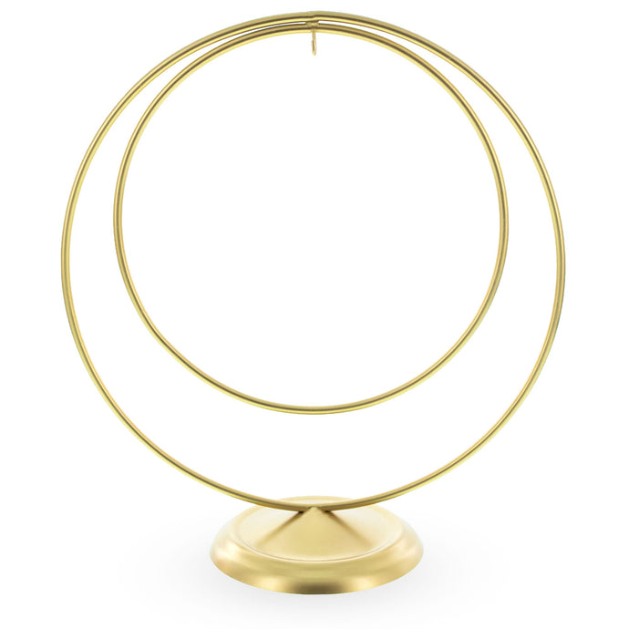 Contemporary Double Circle Gold Metal Ornament Display Stand 8.2 Inches (Poland)