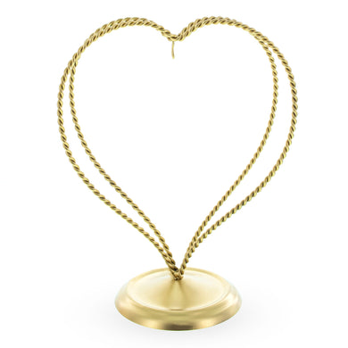 Double Wire Heart Twisted Gold Metal Ornament Display Stand 7.8 Inches (Poland)