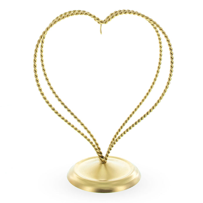 Double Wire Heart Twisted Gold Metal Ornament Display Stand 7.8 Inches (Poland)