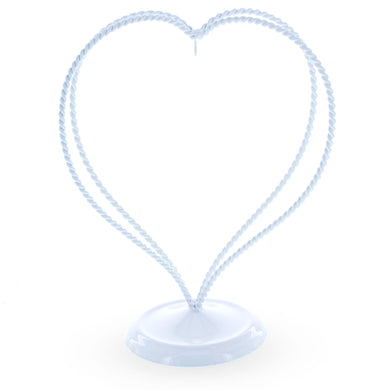 Double Wire Heart Twisted White Paint Metal Ornament Display Stand 7.8 Inches (Poland)