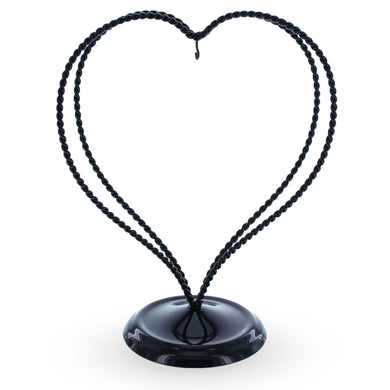 Double Wire Heart Twisted Black Paint Metal Ornament Display Stand 7.8 Inches (Poland)