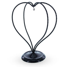 Load image into Gallery viewer, Double Wire Heart Twisted Black Paint Metal Ornament Display Stand 7.8 Inches (Poland)
