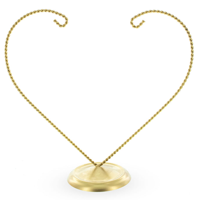 Open-Top Heart Twisted Gold Metal Ornament Display Stand 9 Inches (Poland)