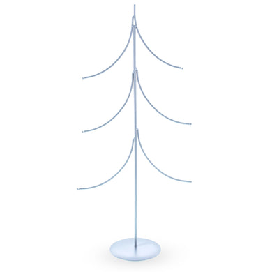6-Arm Tiered Tree Silver Metal Ornament Display Stand 14 Inches (Poland)