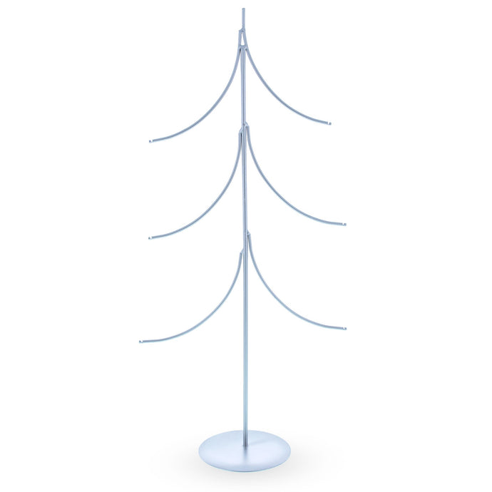 6-Arm Tiered Tree Silver Metal Ornament Display Stand 14 Inches (Poland)