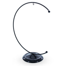 Load image into Gallery viewer, Crescent Moon Twisted Black Painted Metal Ornament Display Stand 9 Inches (Poland)