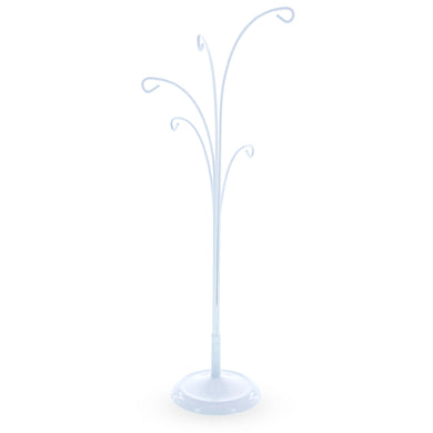5-Arm Scroll Tree Branches White Painted Metal Ornament Display Stand 14.5 Inches (Poland)