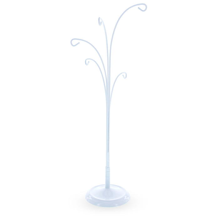 5-Arm Scroll Tree Branches White Painted Metal Ornament Display Stand 14.5 Inches (Poland)