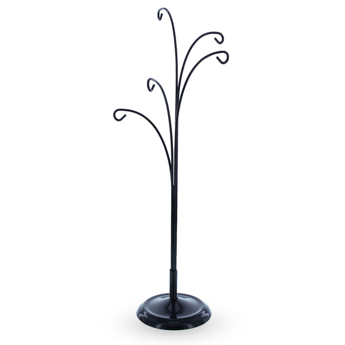 5-Arm Scroll Tree Branches Black Painted Metal Ornament Display Stand 14.5 Inches (Poland)