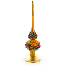 Load image into Gallery viewer, Upright Gold Metal Christmas Tree Topper Finial Stand Display Stand 7.2 Inches (Poland)