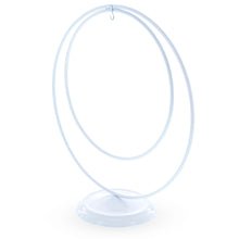 Load image into Gallery viewer, Contemporary Double Circle White Painted Metal Ornament Display Stand 8.2 Inches (Poland)