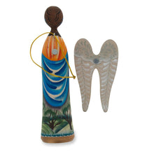 Load image into Gallery viewer, Wooden Hand Carved Angel Figurine Christmas Ornament 5.6 Inches