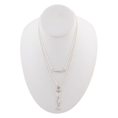 White Howlite and Sterling Silver Anchored To You Necklace
