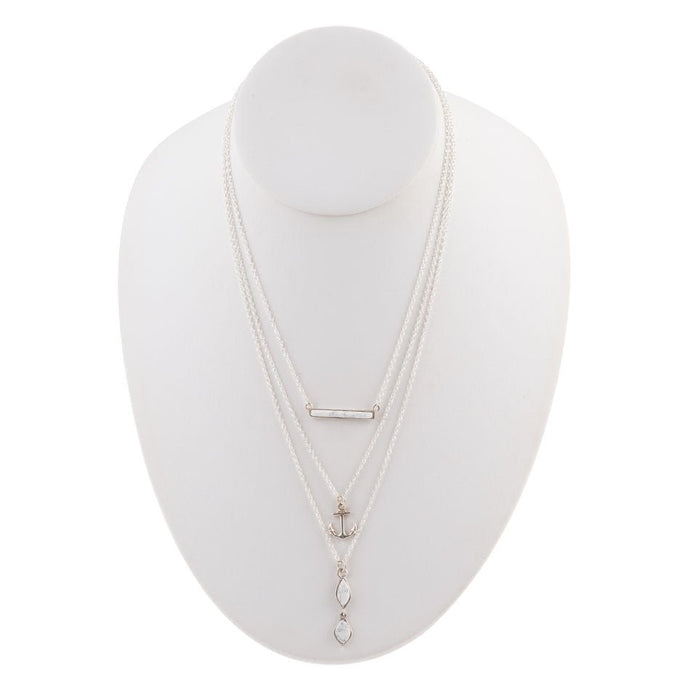 White Howlite and Sterling Silver Anchored To You Necklace