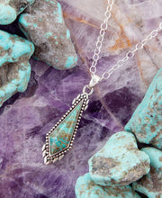 Load image into Gallery viewer, Anemone Long Diamond Turquoise and Sterling Silver Necklace