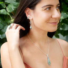 Load image into Gallery viewer, Anemone Long Diamond Turquoise and Sterling Silver Necklace