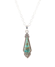 Load image into Gallery viewer, Anemone Long Diamond Turquoise and Sterling Silver Necklace