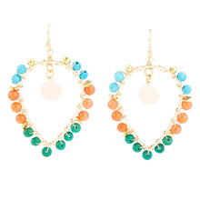Load image into Gallery viewer, Apricot Teals Multicolor Golden Statement Earrings