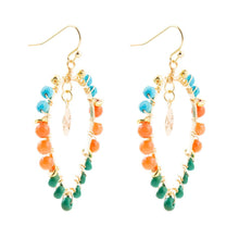Load image into Gallery viewer, Apricot Teals Multicolor Golden Statement Earrings