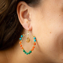 Load image into Gallery viewer, Apricot Teals Multicolor Golden Statement Earrings