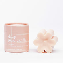 Load image into Gallery viewer, pink daisy pillar candle  • soy candle