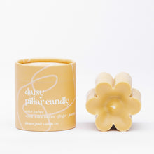 Load image into Gallery viewer, ochre daisy pillar candle  • soy candle