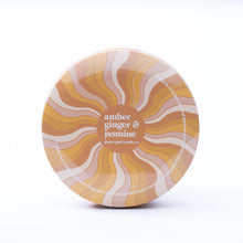 Load image into Gallery viewer, groovy swirl tin: amber + ginger + jasmine 14 oz candle
