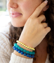 Load image into Gallery viewer, Argo Blue Jade Golden Stretch Bracelet Set