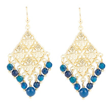 Load image into Gallery viewer, Argo Blue Jade Golden Drop Chandelier Earrings