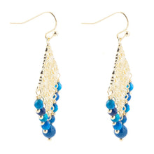 Load image into Gallery viewer, Argo Blue Jade Golden Drop Chandelier Earrings