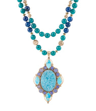 Load image into Gallery viewer, Argo Blue Apatite and Golden Bronze Pendant Necklace