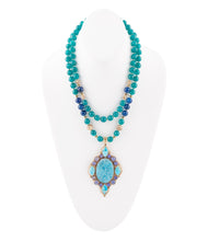 Load image into Gallery viewer, Argo Blue Apatite and Golden Bronze Pendant Necklace